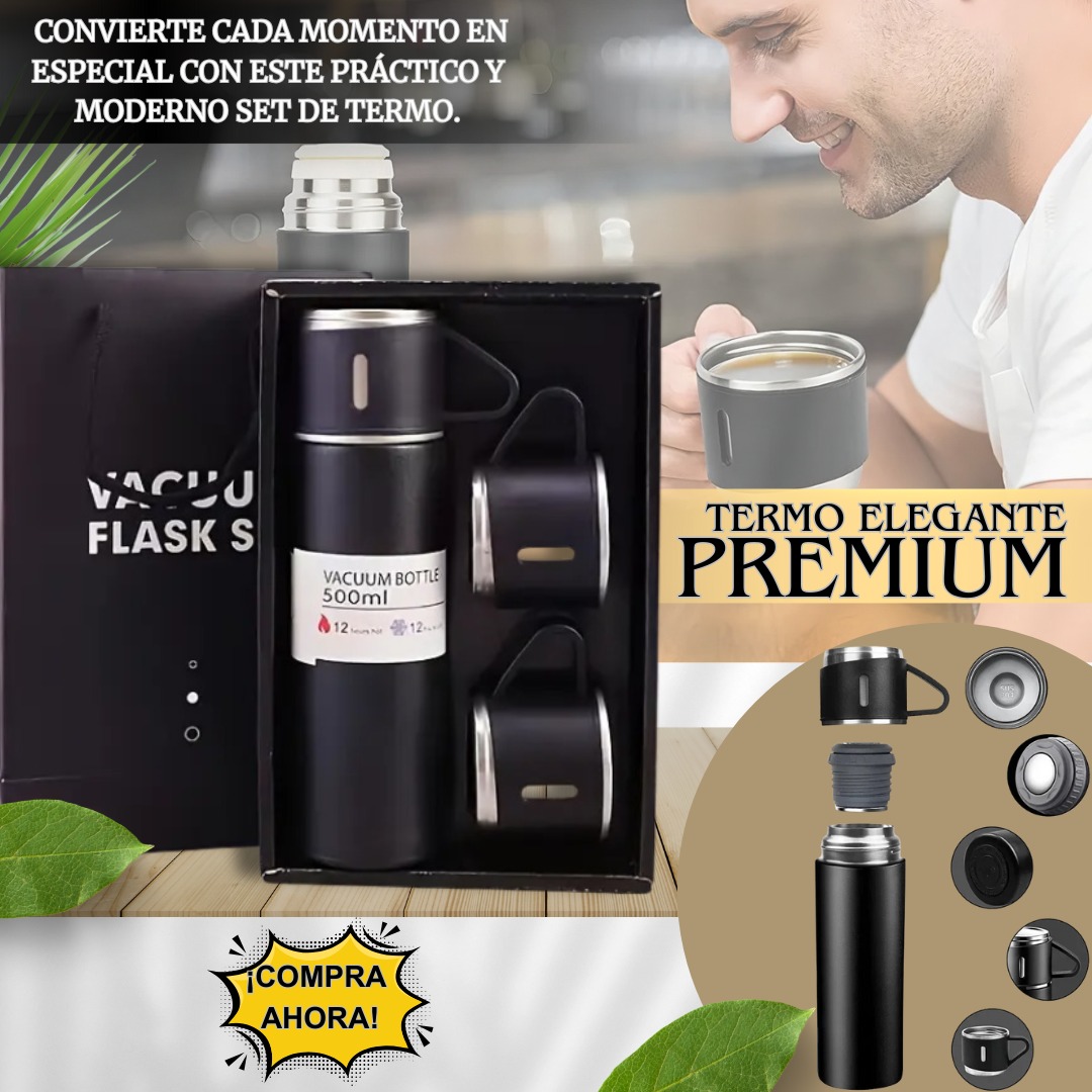 Miniatura 3 de TERMO CON 3 TAZAS EN ACERO CAMPIN O VIAJ